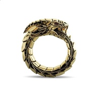 Cincin Naga Melingkar Gerigi / Cincin Naga Cowok / Mythology Dragon Nidhogg Ethnic Style Amulet Ring
