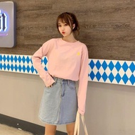 D'Charming เสื้อแขนยาว เสื้อแฟชั่น เสื้อแขนยาวผู้หญิง สไตล์เกาหลี Oversized ไหล่ตก ผ้าคอตต้อน พร้อมส