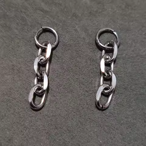 Y2K Gothic Chunky Chain Tassel Dangle Earrings for Women Men Unisex Punk Grunge Fashion Stainless St