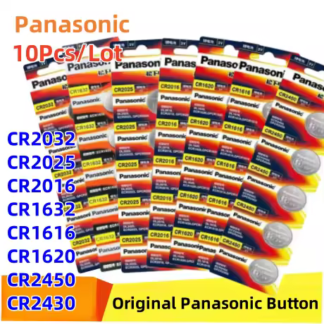 10Pcs Original Panasonic CR2032 CR2025 CR2016 CR1632 CR1616 CR1620 CR2450 CR2430 Lithium Battery CR2