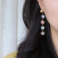 Glass soap bubbles drop earrings / korea korean fashion accessories jewelry item 925 silver gold pea