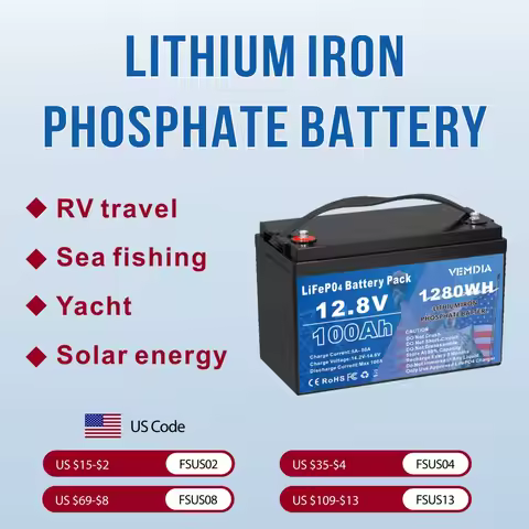VEMDIA 12V 100AH LiFePO4 Lithium Battery Group 31 100AH Marine Battery with 100A BMS