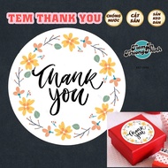 Thank You Thank You Sticker Thank You Round Shape Vintage Yellow Flower - Waterproof Thank You Stick