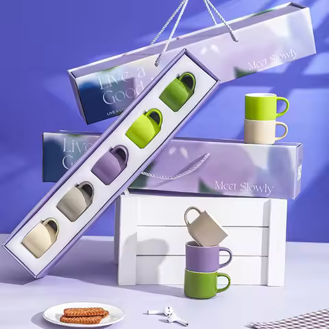 The 5 Pieces Porcelain Espresso Coffee Cup Set , Espresso Cups with Saucers 2.7 Ounces / 80 ml, Gift