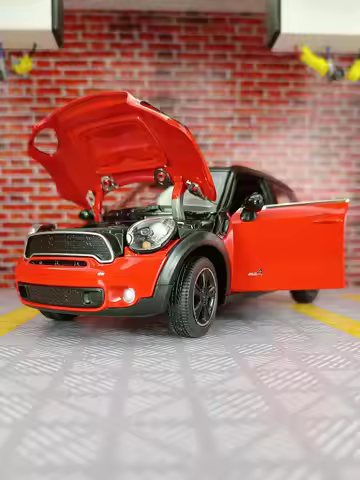 rastar 1:24 BMW mini cooper alloy car model front wheel steering linkage door openable static car or