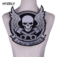 Big Punk Skull Patch Iron Biker Morale Wings Back Patch Badge Large Embroidery Patches for Clothes J