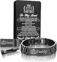 50th Birthday Gifts for Dad Men Bracelet Gift Set - Engraving of the Word 1975 Bracelet for Men, Dad