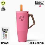 Bloommark แก้วน้ำอุ่น 316L สแตนเลส ความจุขนาดใหญ่ แก้วดื่มแบบมีท่อสำหรับรถยนต์ แก้วน้ำเย็น แก้วน้ำขน