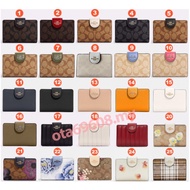 Medium Corner Zip Wallet Leather Quilting Signature Women Fold Over Short Card Coin Purse C0082 6390