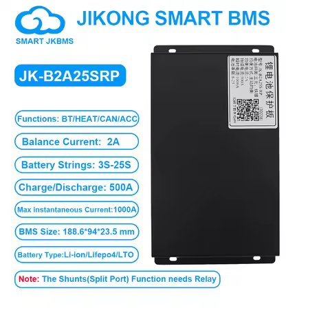 JIKONG JK BMS B2A25SRP Smart BMS 3S~25S with BT Heat CAN ACC 2A Active Balance BMS for LiFePo4 Li-io