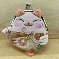 กระเป๋าสตางค์ กระเป๋าผ้าญี่ปุ่น แมวกวักเต็มตัว แถมฟรี!!! กระพรวนแมวกวัก