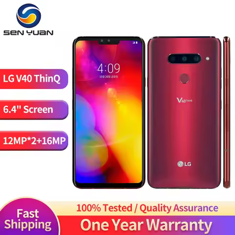 Original LG V40 ThinQ Mobile Phone 6.4'' V409N V405EBW V405UA 6GB RAM 64GB/128GB ROM 16MP Triple Cam