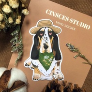 手繪插畫狗狗野餐中 防水貼紙  筆電 行李箱貼 水壺 貼紙