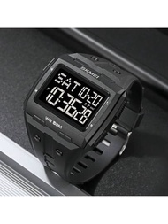 Skmei 時尚運動多功能電子手錶男款大方形錶盤防水計時夜光錶