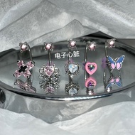 [Ready Stock] [1.30,000 People Collection] Electronic Heart Stud Earrings Good-Looking Horseshoe Rin