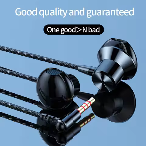 EARDECO 3.5MM Wired Headphones L Curved Plug Earbuds wired Earphone Inear Headphones Noise Canceling
