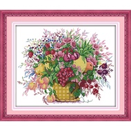 Cherry fruit basket Printed Canvas DMC Cross-stitch set Embroidery Needlework