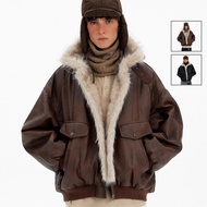 EchoBliss  Relaxed Fit Leather Bomber Jacket, Modern Classic Aviation Style