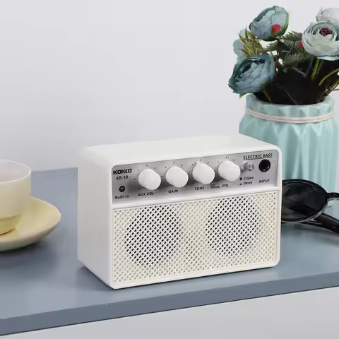 Portable Electric Bass Audio Amplifier 10W 6.35mm Rechargeable AMP Speaker Musical Instrument Access