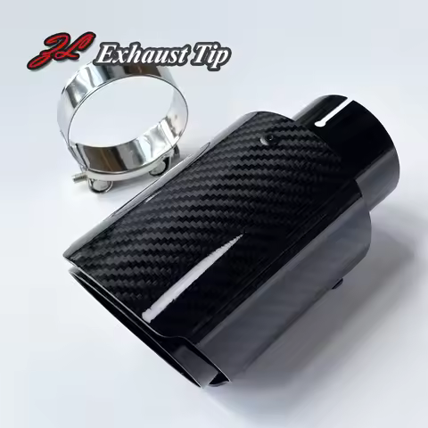 1 Pcs Glossy Carbon Fiber Exhaust Pipe Black Stainless Steel Exhaust Tip Muffler Pipe Car Accessory 
