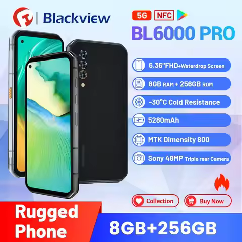 Blackview BL6000 Pro, 5G 8GB RAM 256GB ROM, 6.36" FHD+ Display 48MP 5280mAh, Wireless Charging NFC O