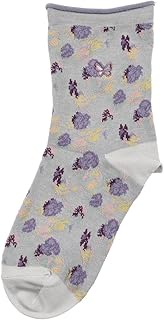 Fukusuke Hanae Mori 3100Q02M Women's Floral Socks, Crew Length, Silk Protein Treatment, 2 Pairs Set, White, White, 27-31 US