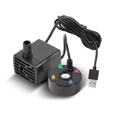 USB 5V Water Pump Mist Maker LED Lights Mini Mister Fog Machine, Indoor Fountain Garden Pond Water F