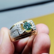 HIJAU Green diamond ring /green diamond moissanite 1ct barcode memo and certificateADA. Stone weight