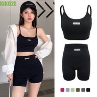 KIKO2E 2Pcs/Set Women Vest Set, with Sponge Chest Pad Beautiful Back Camisole Shirt, Sports Bra Nylon Seamless Casual Yoga Crop Tops Female