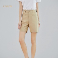 Eyouth 20215 Women High Waist Straight-Leg Casual Shorts | Classic Khaki Bermuda Shorts for Women