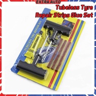 Tubeless Tyre Puncture Repair Strips Glue Kit Set Tire Tayar Bocor
