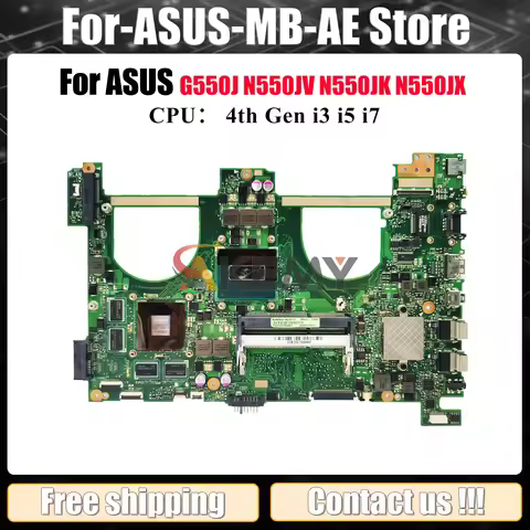 N550JV Laptop Motherboard For ASUS ROG N550J N550JX N550JV N550JK G550J Notebook Mainboard With i3 i