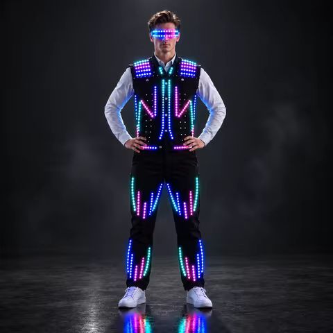 LED Luminous Vest AI Robot Performance Fluorescent Clothing Props Night Party Lighted Jacket