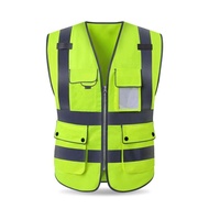 MY Reflective Safety Jacket, Fabric Style, Multi-pocket Jacket, Yellow Jacket, Suitable for Construc