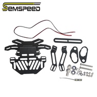 SEMSPEED Universal Motorcycle License Bracket Plate Holder LED Light For Honda CB150R CB300R CB300F 