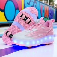 Four-Wheel Children's Runaway Shoes Roller Skate Boys Shoes Runaway Shoes Student Skate Skate Laces 