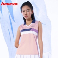 Kawasaki เสื้อกีฬาแขนสั้นสำหรับผู้หญิงเสื้อกีฬาชุดกีฬาแบดมินตันฤดูใบไม้ผลิและฤดูร้อนเสื้อคอปก K1C01-