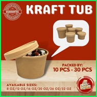 Kraft Tub with Lid - 8oz, 12oz, 16oz, 20oz, 26oz, 32oz (Sold By 10pcs / 20pcs / 30pcs)