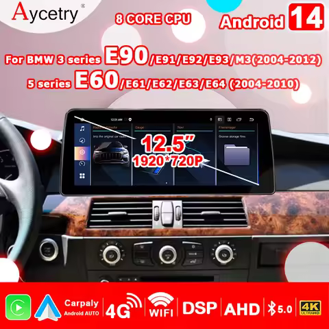 Carplay 12.5'' 2 DIN Android 14 Car Radio For BMW Series 5/3 E60 E61 E62 E63 E64 E90 E91 E92 E93 And
