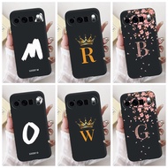 Google Pixel 10 Pro Case GN4F5 Silicone Luxury A-Z Letters Flowers Crown Back Cover Google Pixel 10P