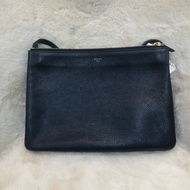 CELINE 藍色皮革 TRIO 三層手袋 XA196