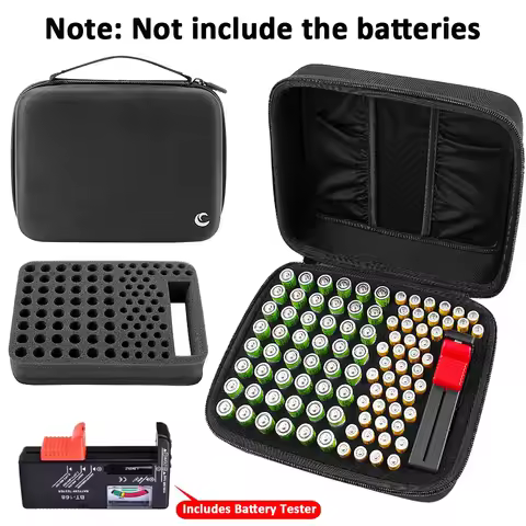Battery Organizer Storage Bag for 48 x AA, 48 x AAA Total 96 Batteries with Battery Tester,Extra 2 P
