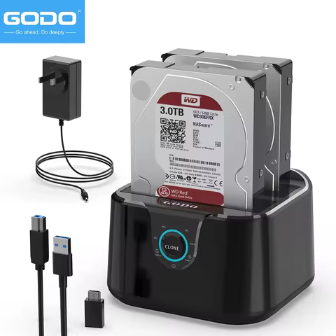 GODO HDD Docking Station SATA to USB 3.0 Adapter for 2.5 3.5 SSD Disk Case HDD Box Dock Hard Drive E