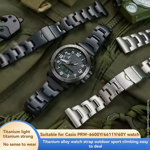 Titanium Alloy Strap For Casio PROTREK Mountaineering Series PRW-6600Y/6611Y/60Y PRG-600/650Y PRW-60