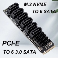 NVME to SATA Expansion Card M.2 to SATA Adapter M2 Connector Internal SSD SATA 3 Port Multiplier NGF