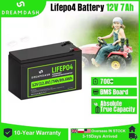 Dreamdash 12V 7Ah LiFePO4 Battery For Emergency Light/Kids Car Rechargeable 6V 6Ah LiFePO4 Battery P