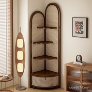 Triangle Cabinet Rattan Corner Storage Corner Corner Shelf Solid Wood Cabinet Corner Living Room Din