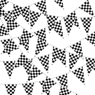 MARFOREVER 164 Ft Black and White Checkered Flag Banner 80 Pcs Racing Flags Race Car Pennant Banner 