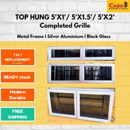 5'X1'// 5'X1.5'// 5'X2' Tingkap Top Hung Grille Silver Aluzinc Besi Cermin Hitam🔥READY STOCK✅FREE SH