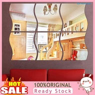 [Jia]  6Pcs Wall Sticker Removable 3D Decoration Mirror Effect DIY Mirror Wall Sticker for Home